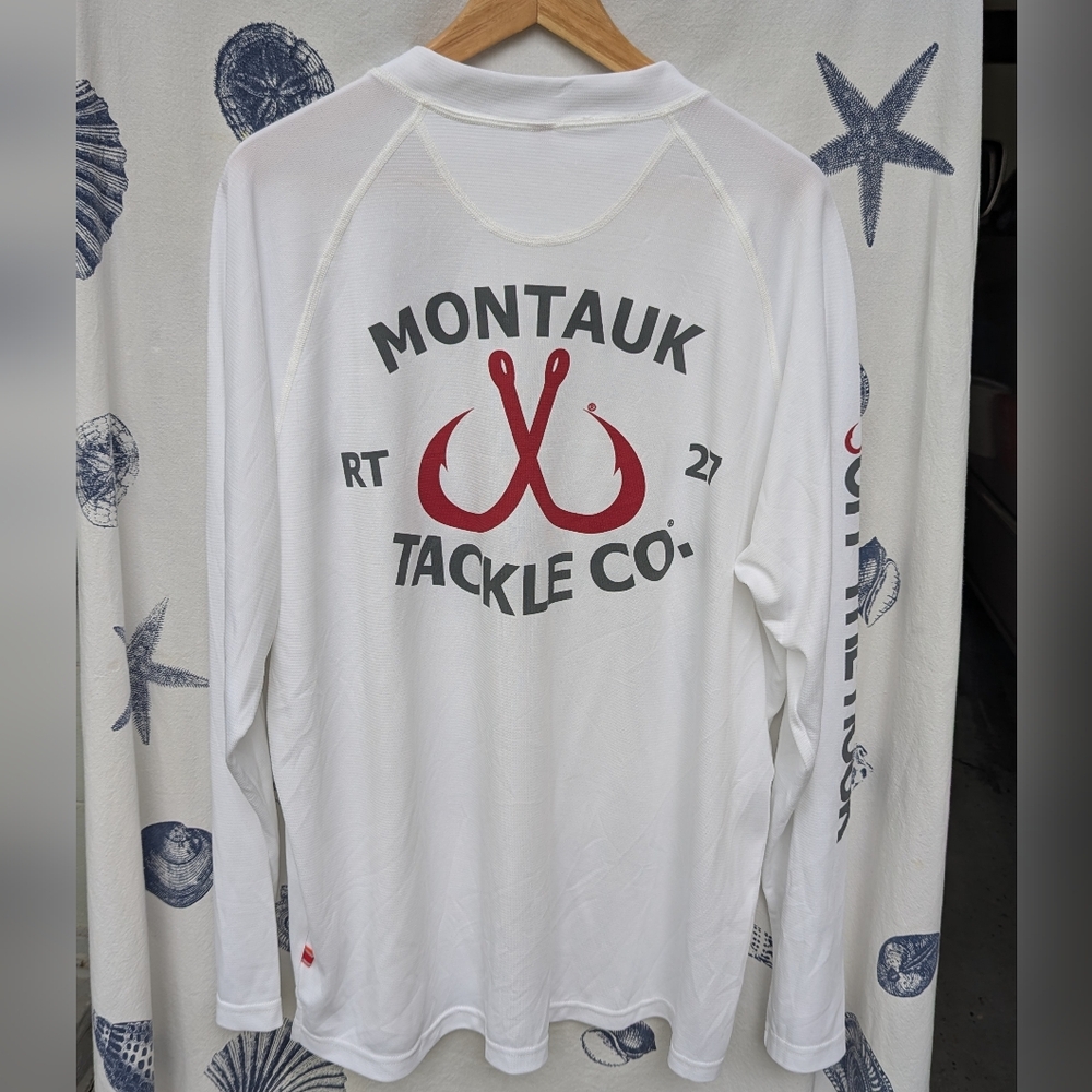 Montauk Tackle Co Performance Scuba Sun Shirt UPF50 Like New White Men's L